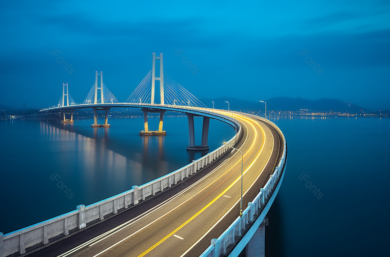 弯曲的跨海大桥,高清,摄影图,摄影图片,图片大全,摄影图免费下载